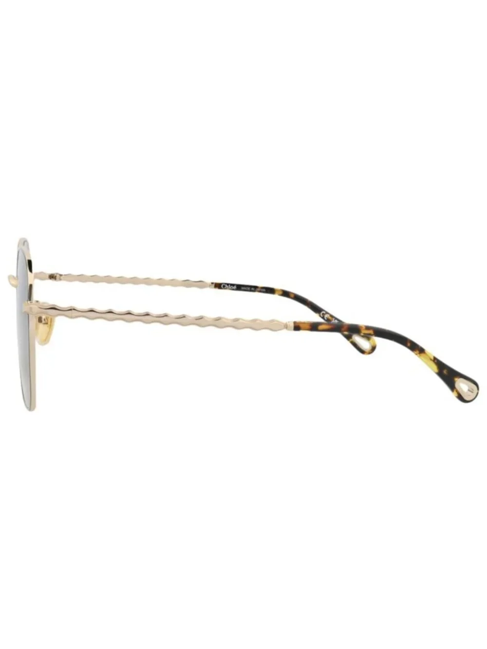 New Chloé Women's Sunglasses Square Rectangle Metal Frame Gold Gold Green